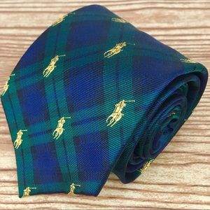 ✨Polo by Ralph Lauren Pony Green & Blue Plaid Tie